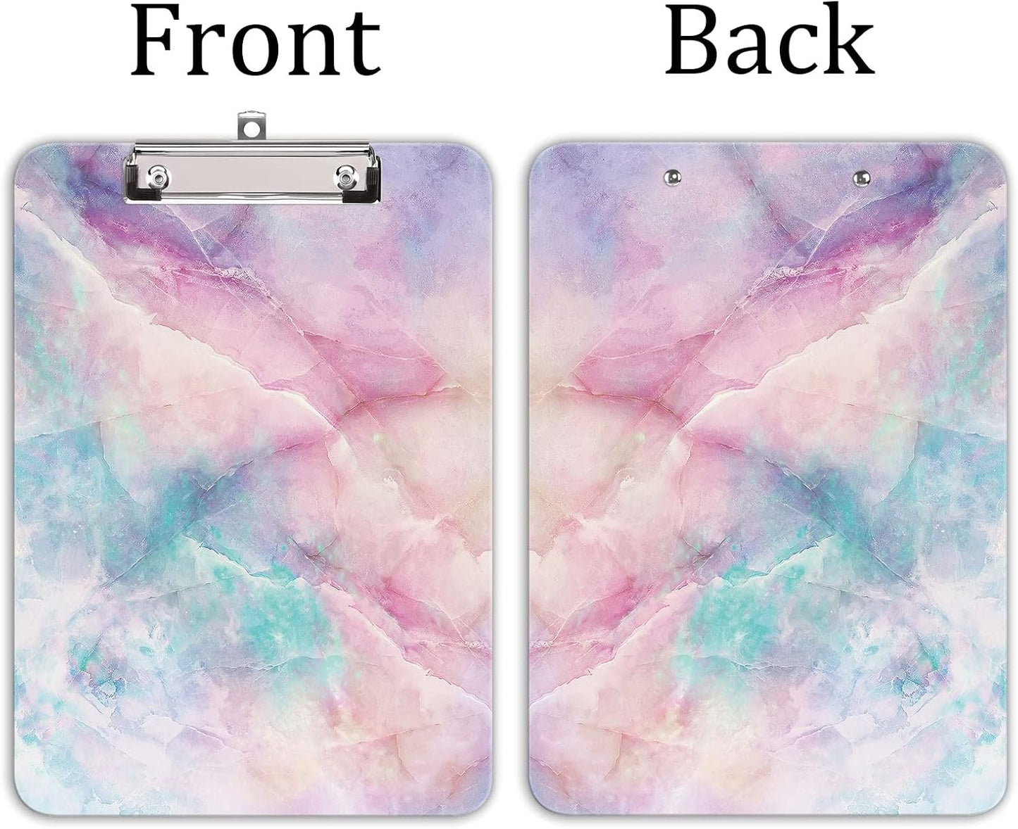 Hongri Plastic Cute Clipboard, Letter Size for Students, Teacher, Woman and Kids, Low Profile Clip, Decorative Pattern, Size 9 x 12.5 in, Dream Marble