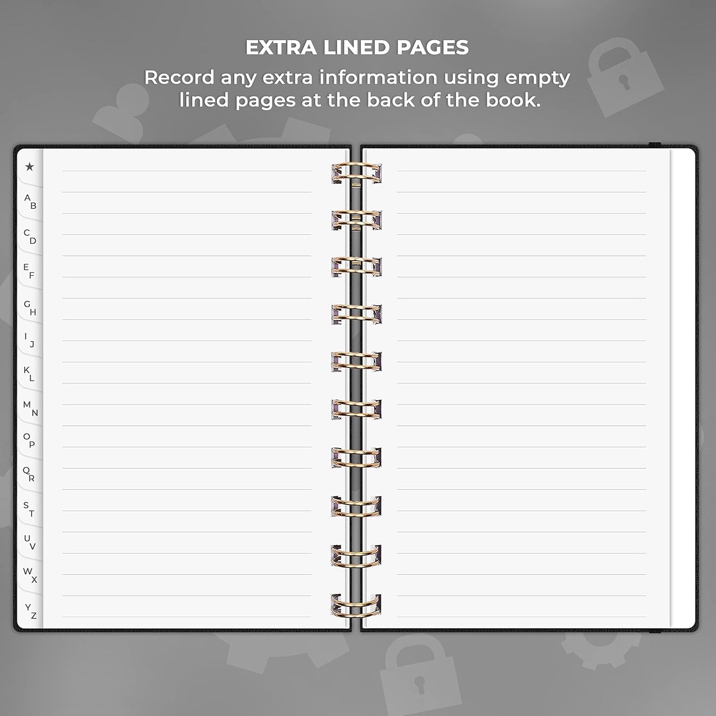 Clever Fox Password Book Spiral – Internet Address & Password Organizer with Laminated Alphabetical Tabs – Password Keeper Journal – Hardcover, Medium Size, 6.1x7.7” (Mystic Blue)
