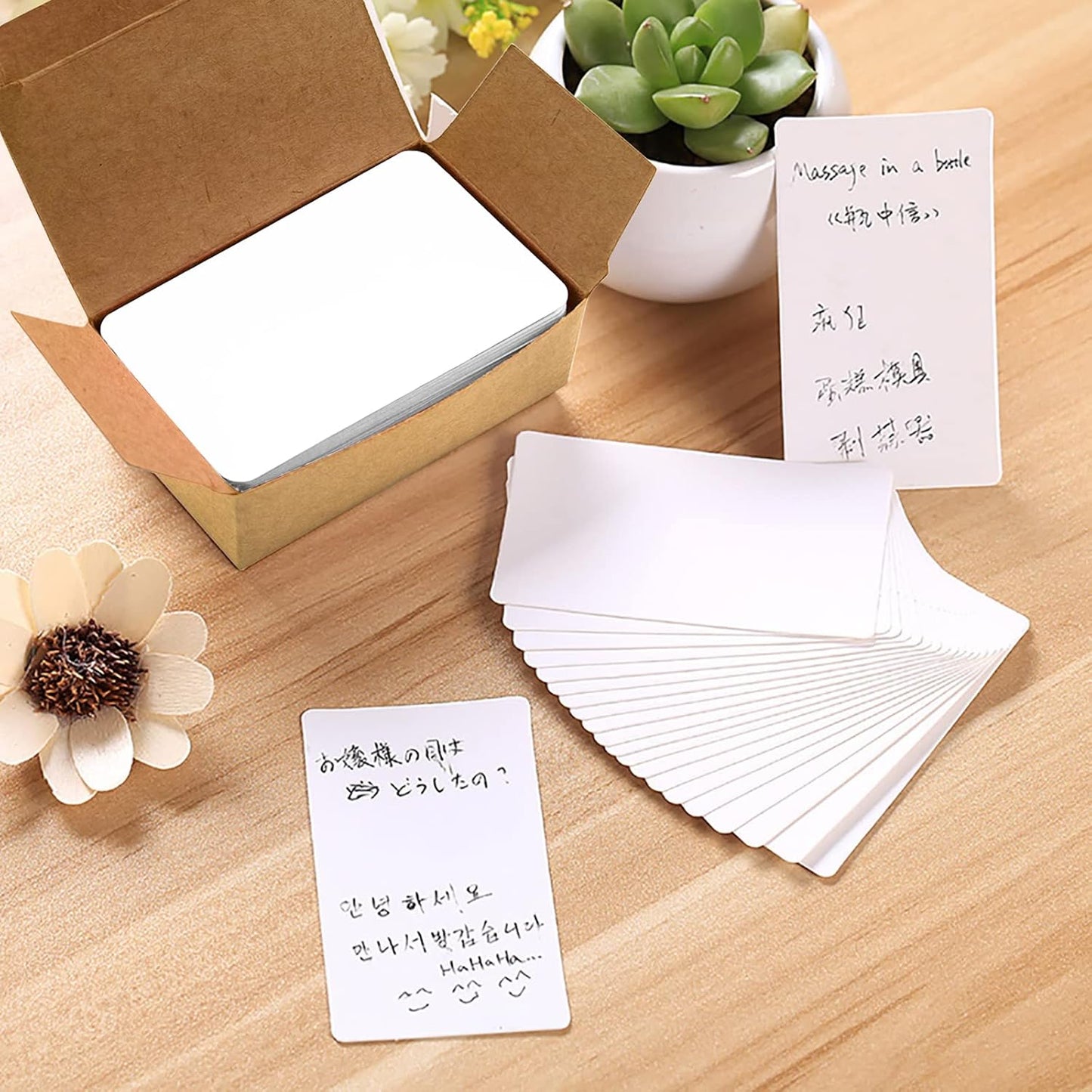 VANRA 300 Small Blank Cards 3.5x2 inches Color Cardstock Study Flash Cards Index Cards, Unruled with Rounded Corners (White, 300/Pack)