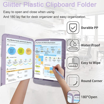 SFLHHDM Purple Clipboard, Clip Boards 8.5x11, Teacher Clipboards with Storage, Plastic Clipboard with Pen Holder, Clipboards Storage for Women Teachers Work, School & Office Supplies