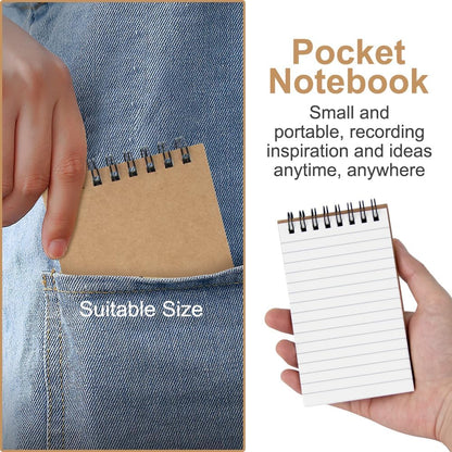 wavamawa Pocket Notebooks Set of 12, Small 3x5 Spiral Notepads, Office Style Mini Notebook, Small Notepad Pocket Size, Memo Pads for Home, College, Work or School - Lined College Ruled Paper