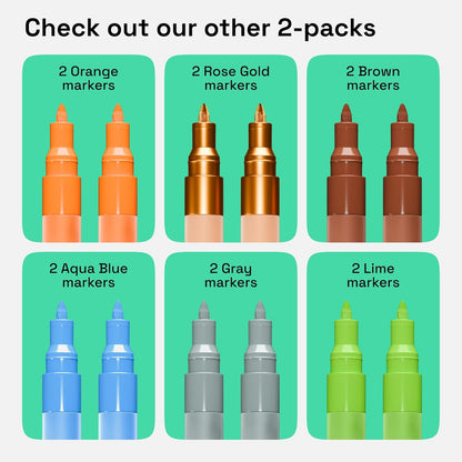 ARTISTRO 2 Gold Acrylic Paint Markers - 0.7mm Extra Fine-Tip Metallic Paint Pens - Perfect for Crafting, Art Projects, & More