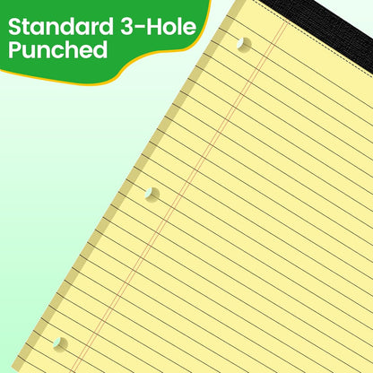 3 Hole Legal Pad 8.5 x 11, 3 Pack White Note Pads, Notebook Paper Wide Ruled, Writing Paper Pads, Notepads with Binder Holes, Lined Paper 8.5x11, Ideal for School, Home, Office, 30 Sheets/Pack