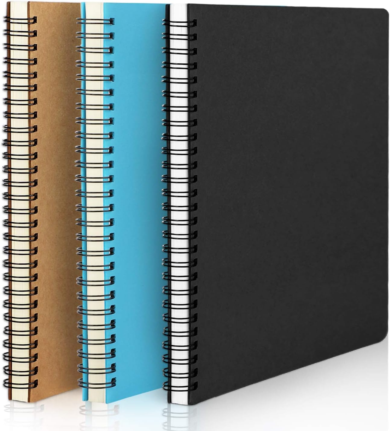 EUSOAR Spiral Lined Notebook, A5 3packs 5.5"X8.3" 120 Pages Lined Travel Notebooks Journal, Memo Notepad Sketchbook, Students College Office Business Diary Ruled Spiral Book Journal-3Colors Covers