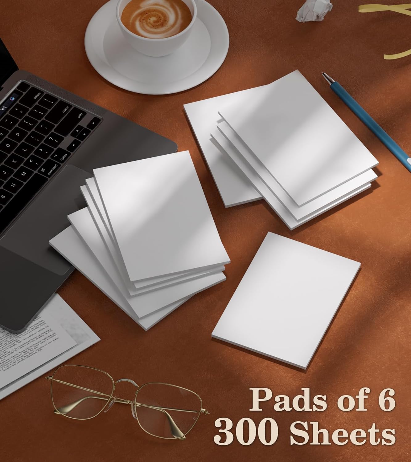 Notepads 3x5, 6 Pack Small Note Pads, Server Note Pad, Scratch Pads 3x5, Memo Pads White Paper, 50 Sheets per Blank Note pads 3''x5'', Small Writing Pads Pocket Notepads for Office School Home Supplies