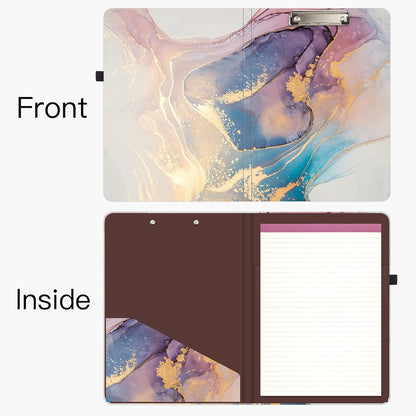Hongri Clipboard Folio with Refillable Lined Notepad and Interior Storage Pocket for Students, Classroom, Office, Women, Man, Cute Custom Pattern, Size 12.8 x 9.2 in, Classic Flower