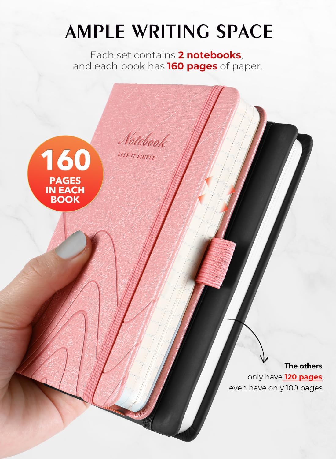 AISBUGUR Pocket Notebook, Small Notebook, 2-Pack Total 320 Pages,3.7" x 5.7" Pocket Notebook (2 Pack, Black1)
