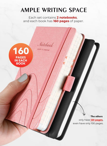 AISBUGUR Pocket Notebook, Small Notebook, 2-Pack Total 320 Pages,3.7" x 5.7" Pocket Notebook (2 Pack, Black1)