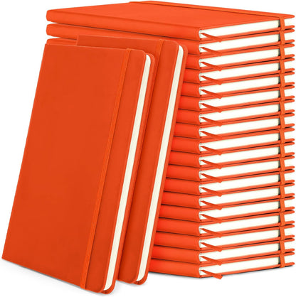 Honoson 20 Pack Lined Journal Notebooks A5 Hardcover Executive Notebook 5.5" x 8.3" PU Leather Wide Ruled Journals Bulk with Elastic Band for Home Business Office School Supplies(Black)