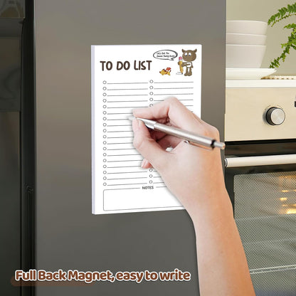 Thboxes 2 Pack Grocery List Magnet Pad for Fridge with Pen Holder, Total 120 Sheets Magnetic Note Pad for Fridge Full Back Magnet Shopping List, To Do List, Memo Notepads, 4.5x7.5(Funny Animal)
