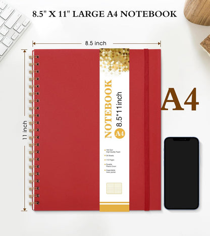 Spiral Notebook Journal 8.5” x 11”, A4 Large Pink Notebooks for Women Men, College Ruled Lined Journal, 100 GSM Paper, Plastic Hardcover Spiral Bound Journals for Work School Note Taking Business