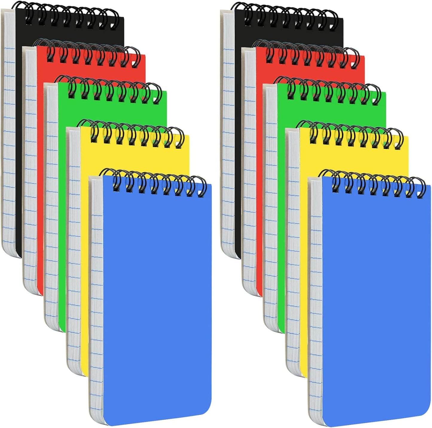 Fantasyon Top Bound Memo Books 4" x 6" Pocket Notebook Spiral Memo Pads For Home, Office, College, School, Lined College Ruled Paper, 75 Sheets Per Notebook (10 Pack) (A6)