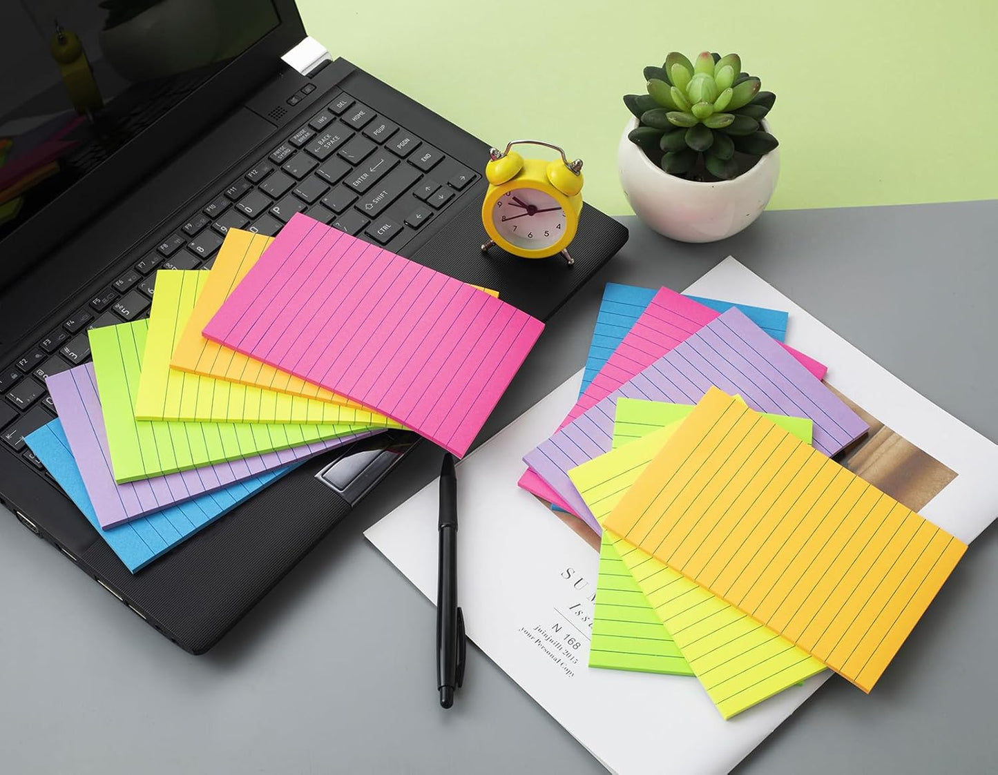 (12 Pack) Lined Sticky Notes 4x6 in,Large Notepads with Lines,Ruled Stickies Super Sticking Power,Office School Memo Note Pads Bright Colors,Post on Windows Doors,Recyclable,Easy to Write on