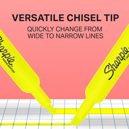 Sharpie Tank Highlighters, Chisel Tip, Fluorescent Yellow, 12 Count