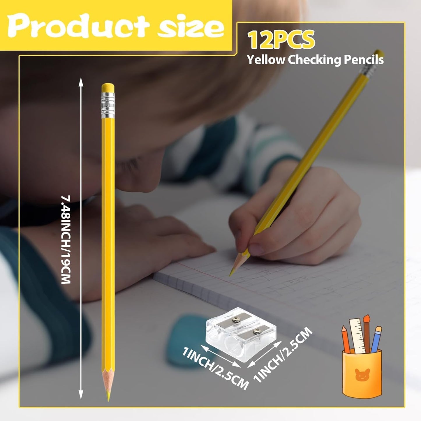 12 PCS Green Pencils with Eraser, Pre-Sharpened HB Pencils for Writing & Drawing, School Supplies for Kids Homework, Tests, Art Crafts & Teacher Grading (Green)