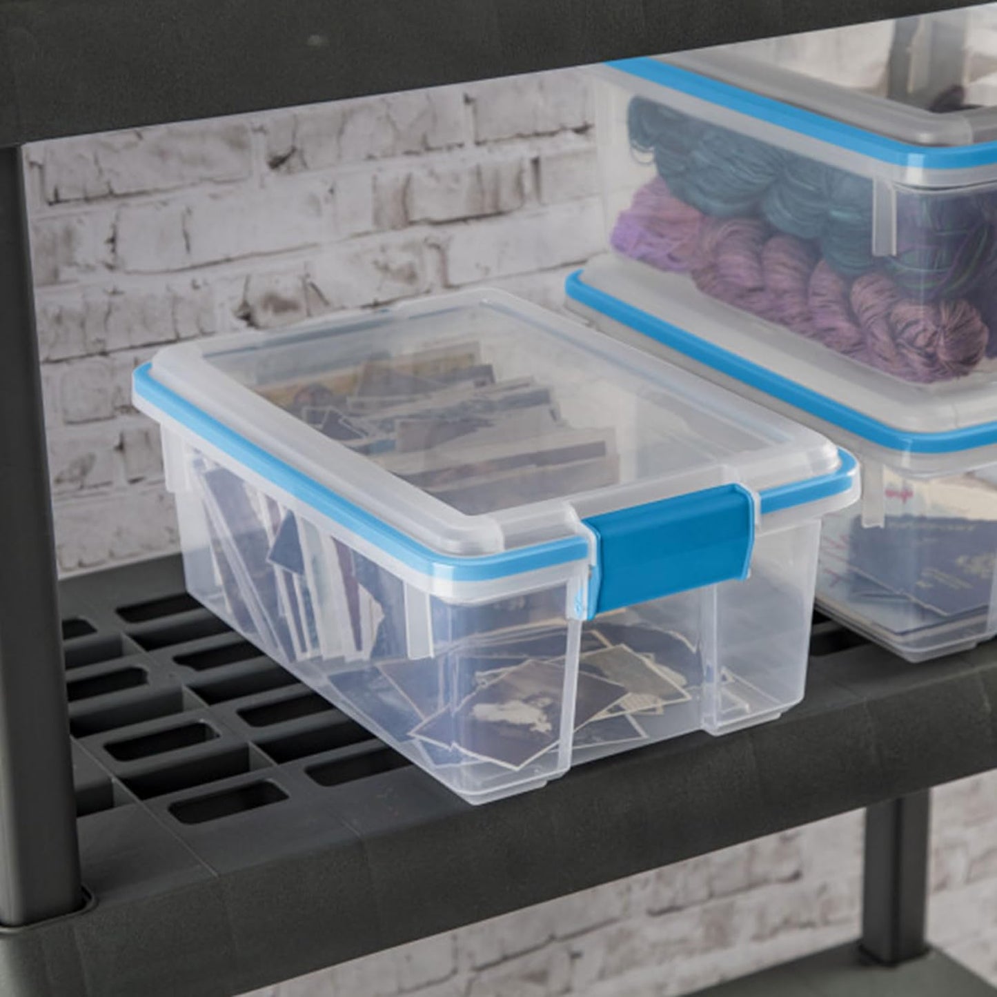 Sterilite 4-Pack Gasket Box, Weather-Resistant Storage Bins with Latching Lids, 32 Quart - Heavy-Duty Organizing Containers for Closet, Bathroom, and Office
