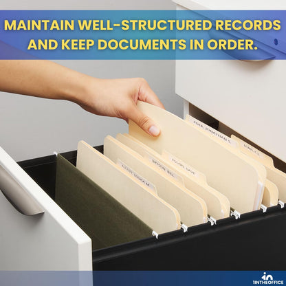 1InTheOffice Classification Folders, 2 Dividers, Letter Size, Manila, 6 Fasteners 15 Pack