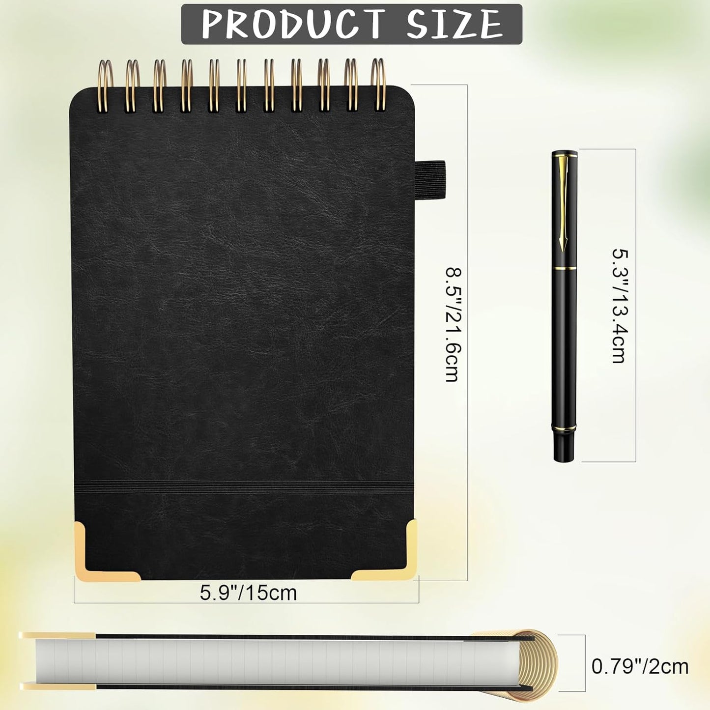 A5 Top Spiral Notebook, Large Leather Hardcover Top Bound Steno Pads, 240 Pages 100 gsm Thick Lined Paper Left Handed Notebook Journal for Work, School, Meeting Writing - Brown, 5.9" x 8.5"
