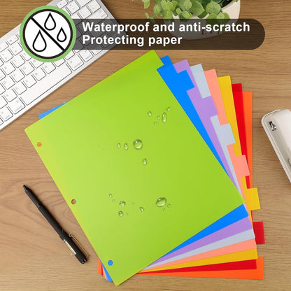HABGP 16Pcs/2 Set 8 Tab Dividers for 3 Ring Binder, 16 Pcs Multicolor 3 Ring Binder Dividers with Tabs, Page Folder Dividers, Plastic Tabbed File Dividers with Tabs, Three Ring Binder Index Dividers
