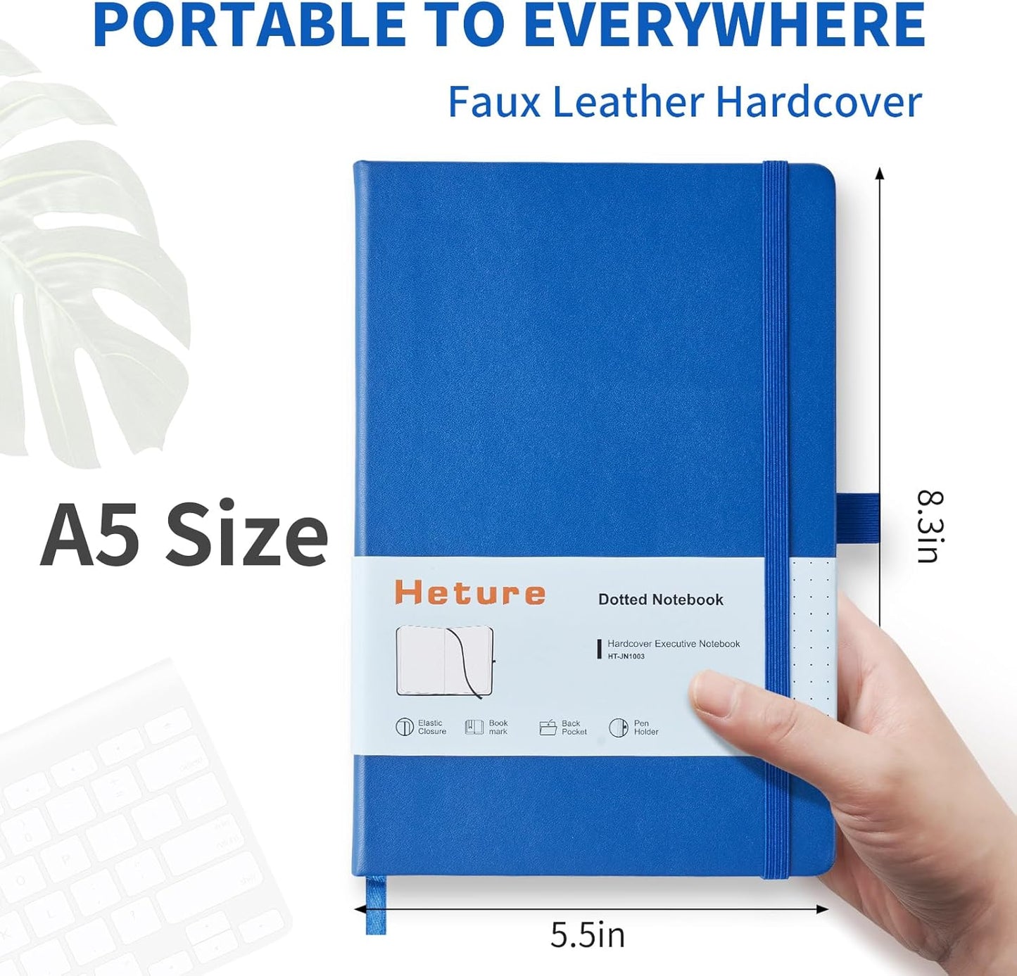 Heture Hardcover Notebooks, A5 Lined Journals Notebook for Writing 160 Pages, 8.2 x 5.5 inch, Classic Ruled Notebooks for College/Work/Travel (Lined-3 Pack, Black)