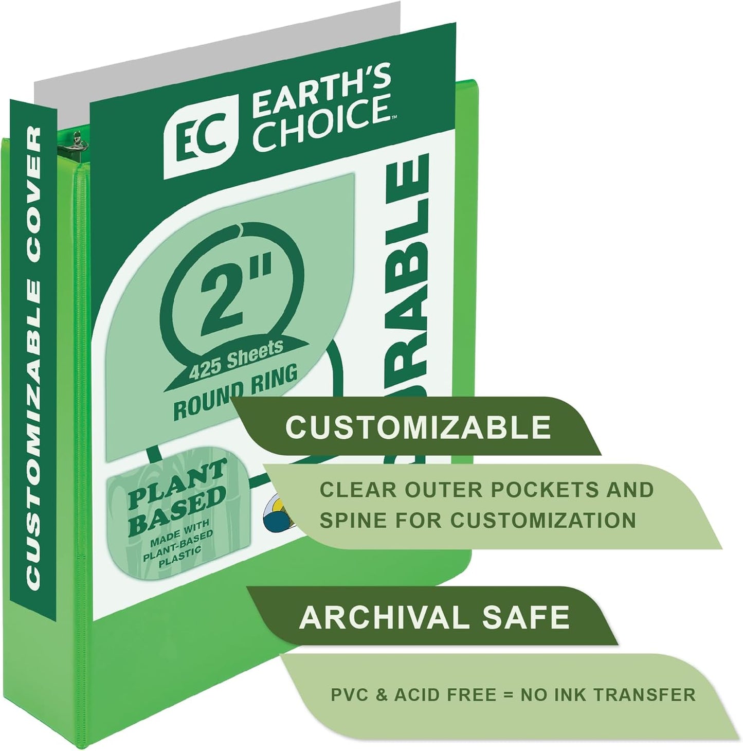 Samsill Plant-Based 2 Inch Durable Round Ring, View Binder, Eco-Friendly, USDA Certified Biobased, Single, Turquoise