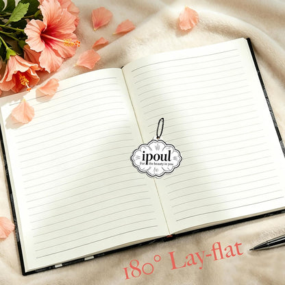 ipoul Flower Notebook, A5, 6x8, Hardcover, Lay Flat, Lined Paper, Journal for Women, Writing Notebook, Pretty, Hibiscus, Pink, Birthday Gifts for Women, Wedding Shower Gifts, Mothers Day Gift