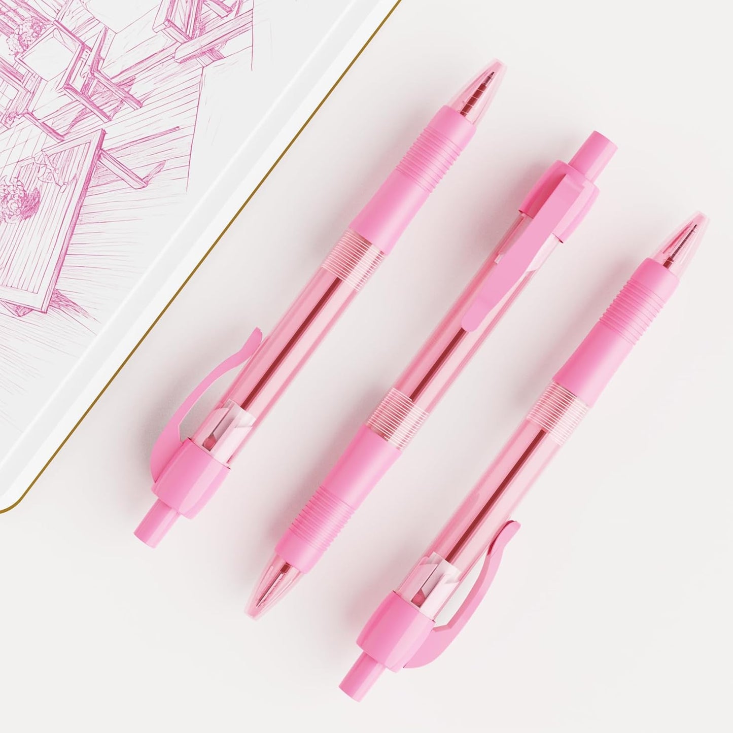 deegtran Pens Bulk, 30 Pack No Bleed Black Ink Click Pens with Soft Grip, Wholesale Retractable Ballpoint Pens for Office School, Medium Point Smooth 1.0MM