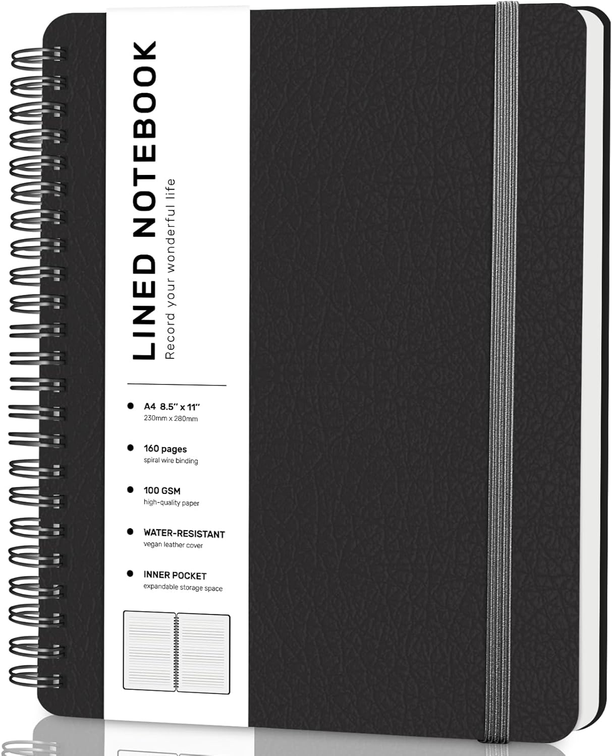 ABERLLS Lined Spiral Journal Notebook with 160 Pages, 8×5.7in, A5 Spiral Notebook, Journaling Notebooks for Work, School, Women, Men, College Ruled Spiral Notebook, Hardcover Leather Journals, Blue