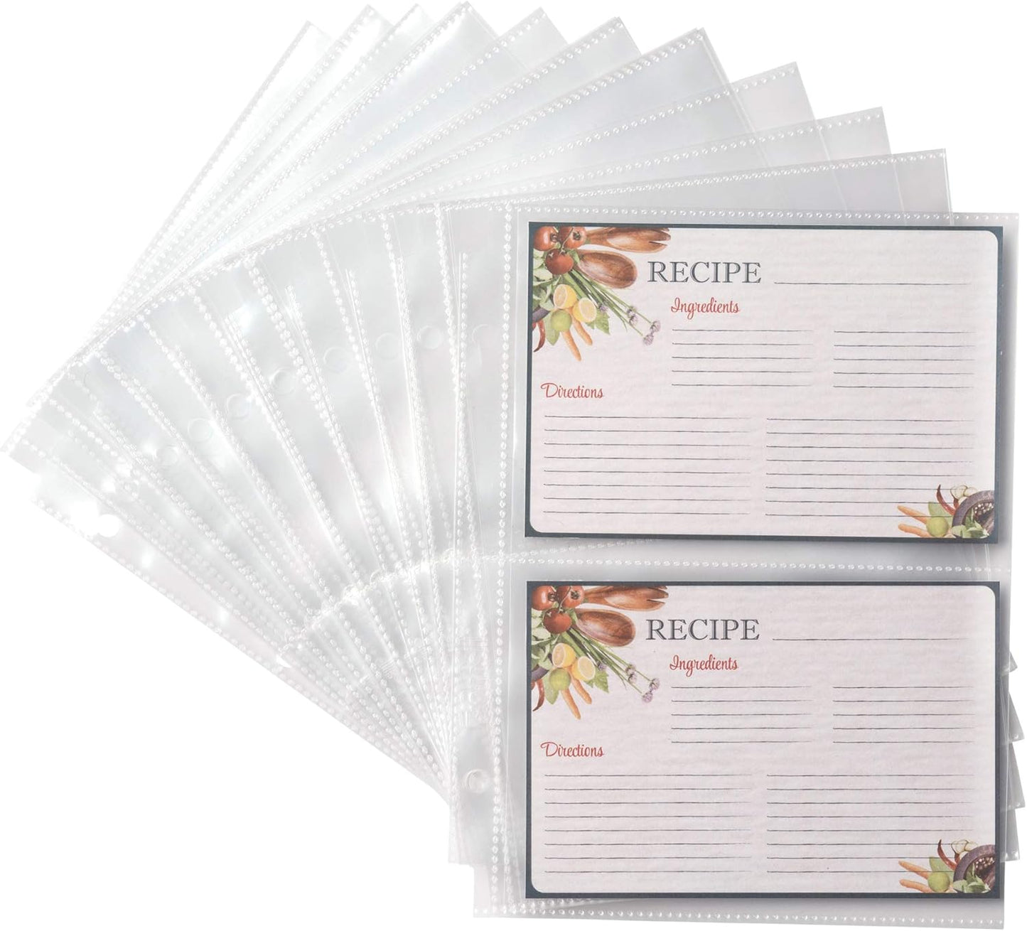 Samsill 8 Tab Recipe Dividers, Recipe Sleeves, Sheet Protector Dividers, with Tab Inserts, Clear, Super Heavyweight, Top Loading, 3 Hole Punched for Standard Letter Size Binders, Archival Safe