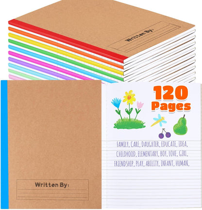 Henoyso 20 Pcs 120 Pages Primary Composition Notebooks K-2, Primary Journal Grades K-2, Writing Journal Practice Notebook for Kids in Preschool, Kindergarten, Back to School Supplies (Rainbow)