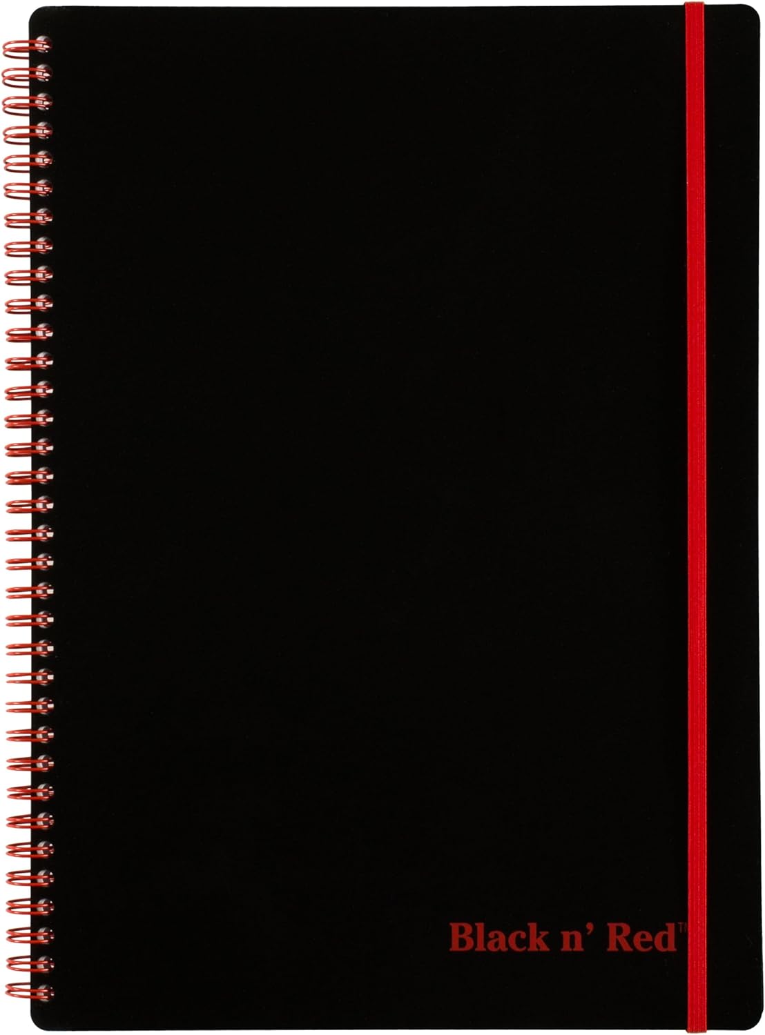 Black n' Red Notebook, Business Journal, 11" x 8", 70 Sheets, Ruled, Optik Paper, Scribzee App, Flexible Poly Cover, Wirebound, Black (K67030)