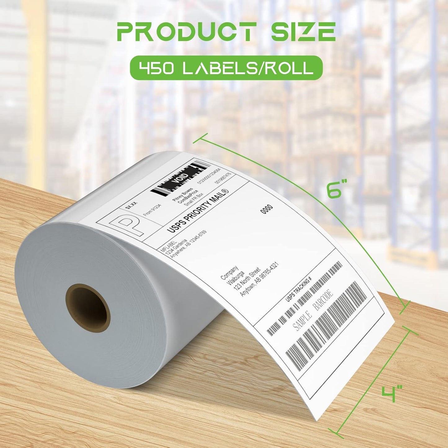 MFLABEL 4x6 Thermal Shipping Labels - 2 Rolls of 250, Perforated & Smudge-Proof Direct Thermal Labels Compatible with Rollo, Zebra, for Amazon UPS FedEx Shopify