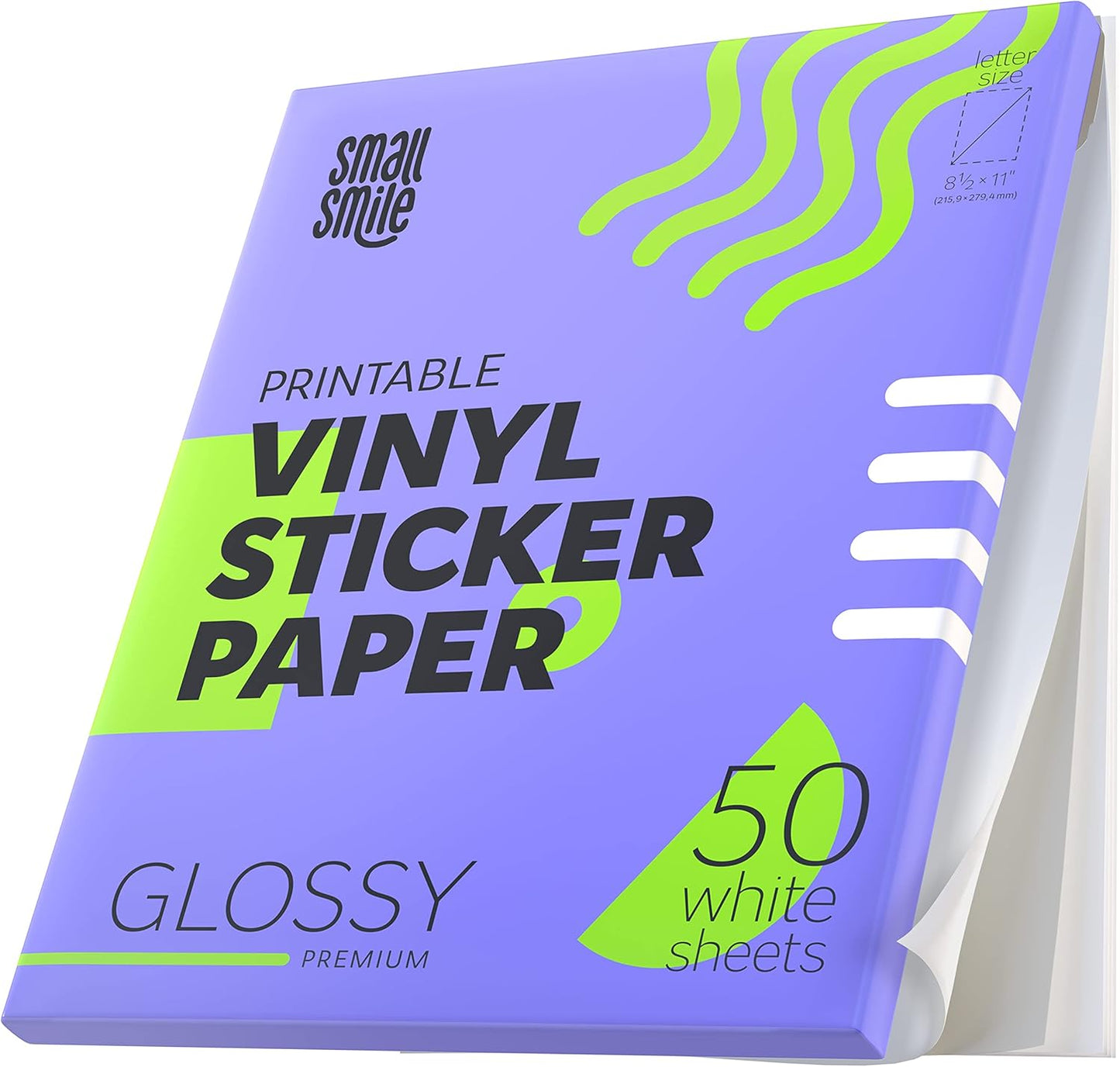 Premium Printable Vinyl Sticker Paper for Inkjet Printer and Laser - 20 White Matte Sticker Paper Waterproof - Durability Adhesive Paper 8.5 x 11, Fast Dry, Holds Ink Well, Great for Cutting Machines