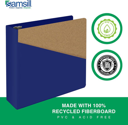 Samsill Durable 4 inch 3 Ring Binder, D Ring Binder, 100% Recycled Chipboard, Black, 2 Pack