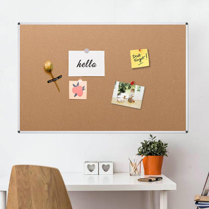 VIZ-PRO Cork Notice Board Bulletin Board, 96 X 48 Inches, Pack of 2, Silver Aluminium Frame