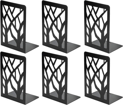 MaxGear Book Ends Tree Design Modern Bookends for Shelves, Non-Skid Book Holder, Heavy Duty Metal Book Storage for Books/CDs, Decorative Book Stopper for Home, 7 x 4.7 x 3.5”, Black,2 Pair/4 Pieces