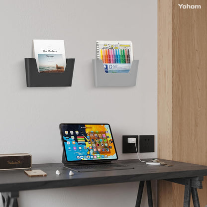 YOHOM No Drilling File Holder Wall Mails Magazines Organizer Adhesive Door Mount, Single Pocket(WHITE, 1 PCS)