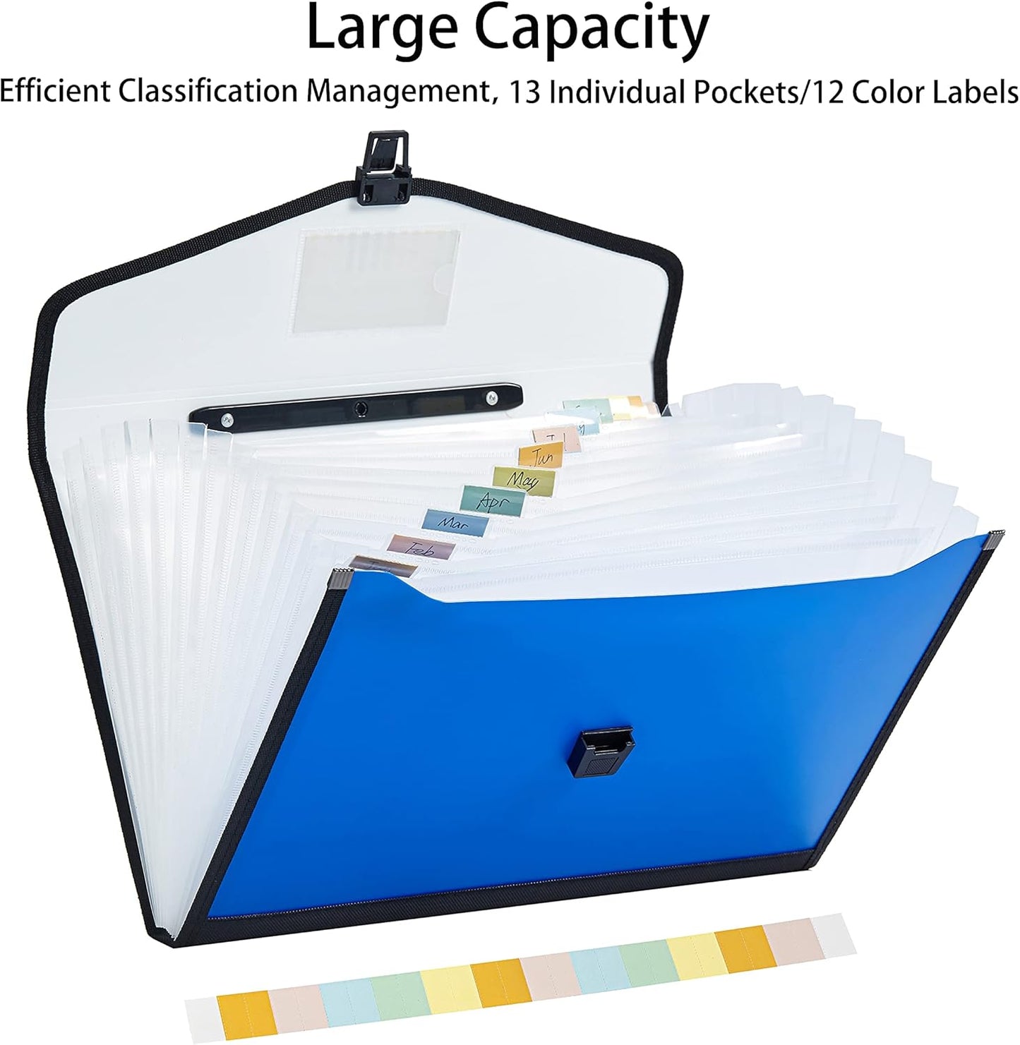 Leagl Size 13-Pockets Expanding File Folder with Handle, Plastic Accordion Filling File Folder Expandable Monthly Portable Paper Document Organizer for Office School & Home (Green)