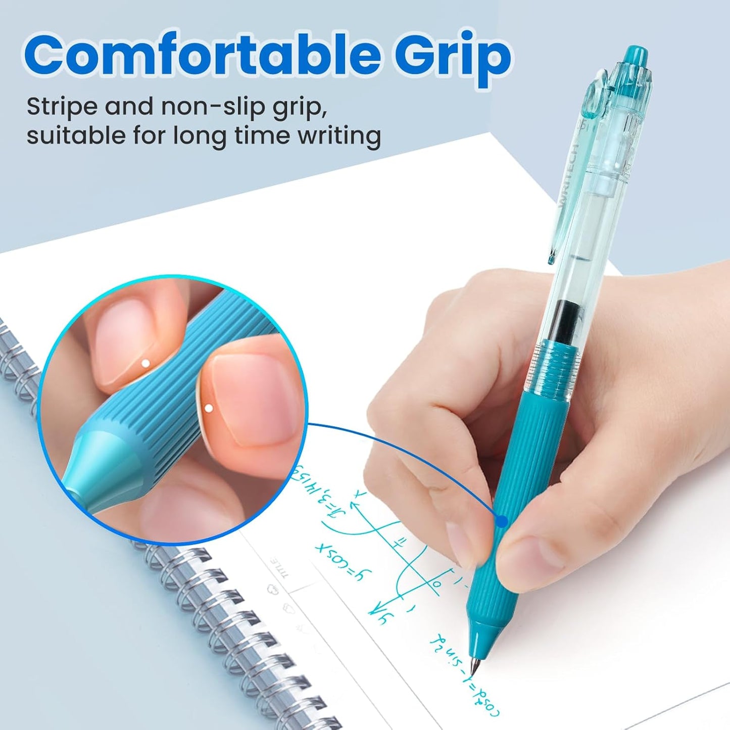 WRITECH Gel Pens Fine Point: Nebula Pen Set 0.7mm Black Ink Retractable 6ct Medium Point Smooth Writing with Aesthetic Gradient Color Barrel for Journaling Note Taking Silent Click No Smear