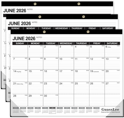 GuassLee Desk Calendar 2026-2027 - 19 Months Academic Calendar 17" × 11.5" Desktop Calendar from Jun. 2026 to Dec. 2027 with Julian Date for Home School Office Desk Top Organizing