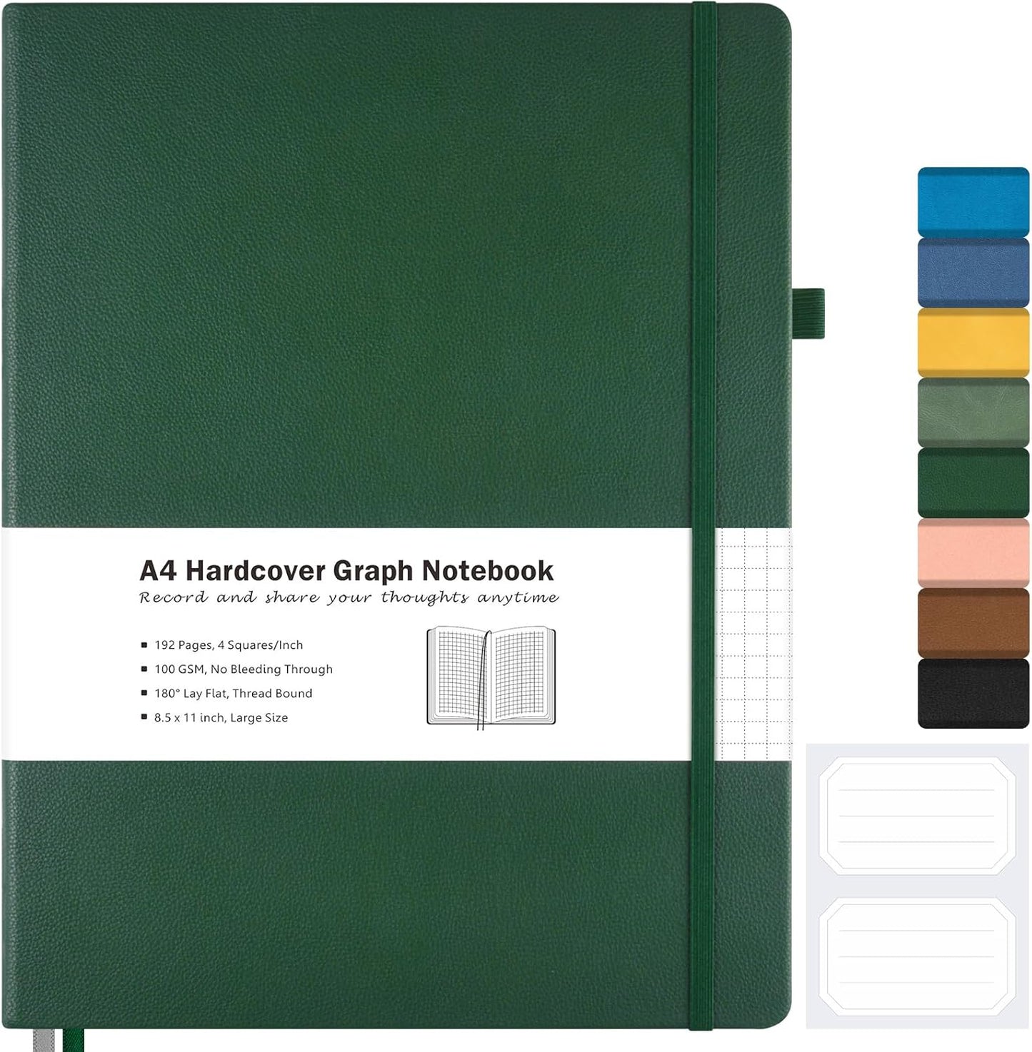 Graph Paper Notebook, Hardcover Notebook 8.5 x 11, Grid Notebook Journal for Women, Men, Large Leather Journals for Writing, Thick Paper, A4 Notebooks for Work, School Supplies, Engineering Brown