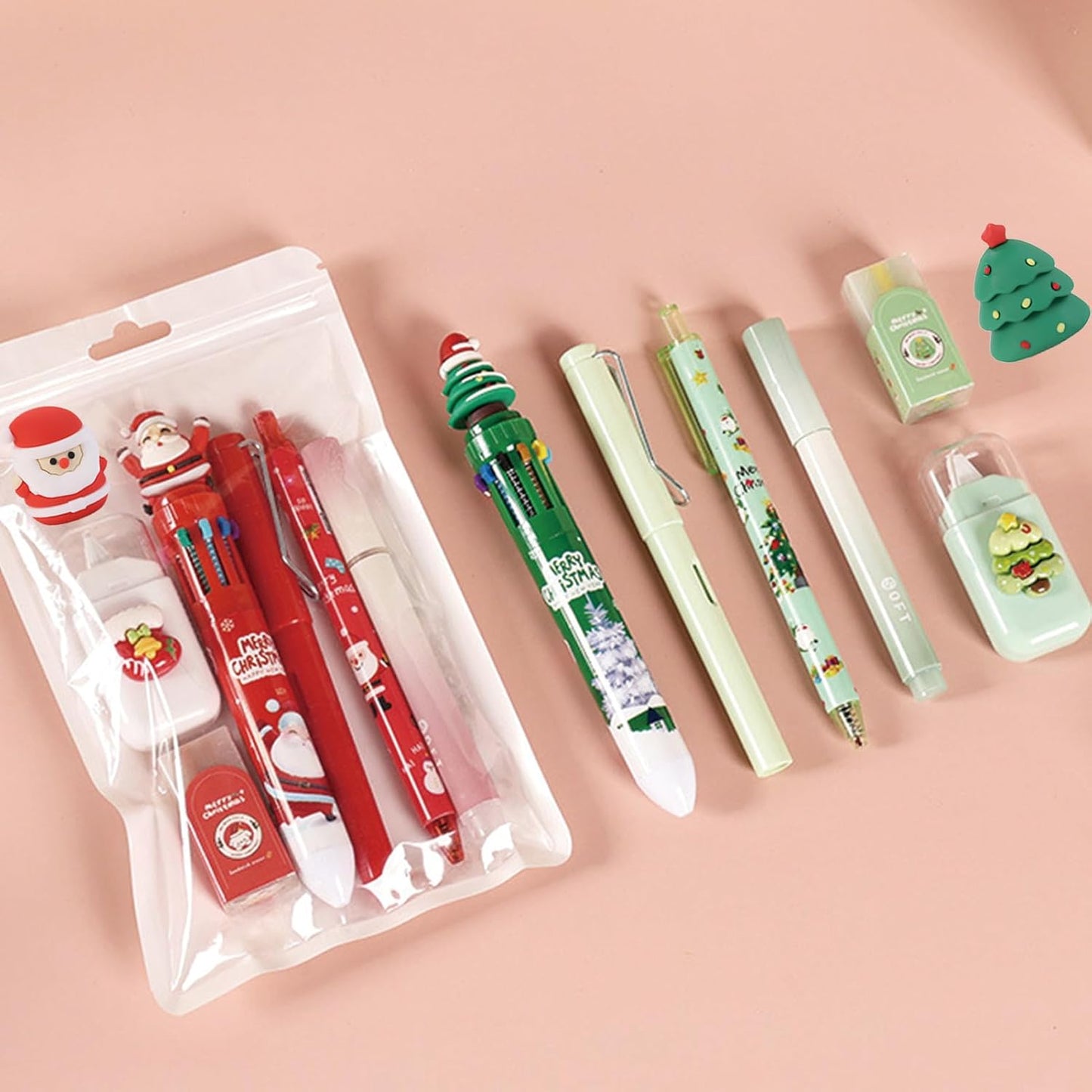 7 Pcs Cute Blue Stationery Set Kawaii School Supplies Office Supplies Including Ballpoint Pens Pencil Sharpener Highlighter Correction Tape Ruler Utility Knife (Blue)