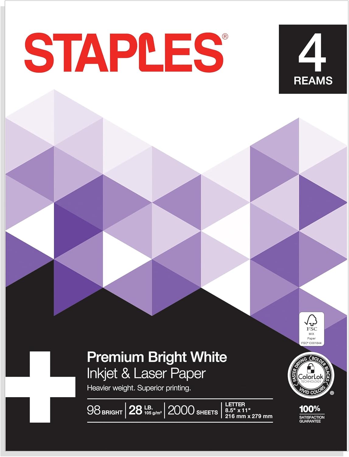 Staples Premium 8.5-Inch X 11-Inch Multipurpose Paper 24 Lbs. 98 Bright 500/Ream