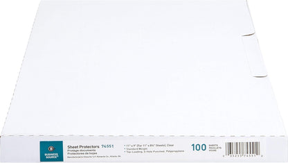 Business Source Sheet Protectors, Top Load, 1.9 Mile, 11"x8-1/2", 100/ (74551)