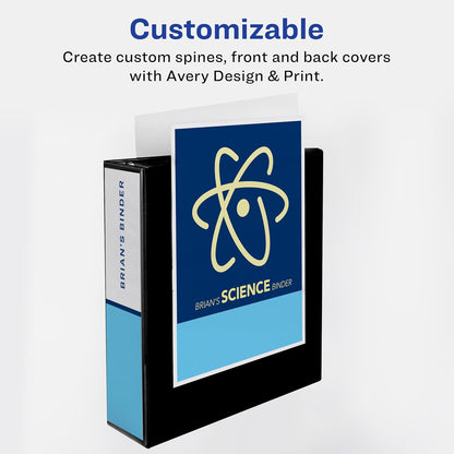 Avery Heavy-Duty View 3 Ring Binder, 3" One Touch Slant Rings, Holds 8.5" x 11" Paper, 1 Light Blue Binder (05601)