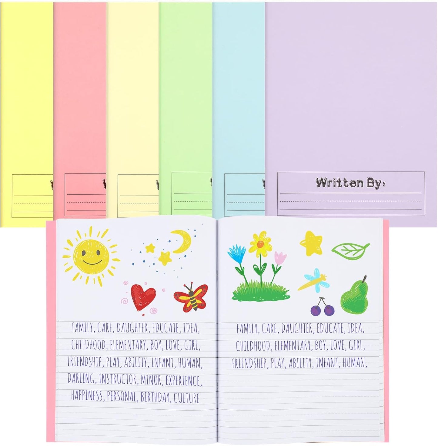Henoyso 12 Pcs Primary Composition Notebook K-2 Primary Journal, Notebook for Kids Supplies, Bulk Blank Writing Book for Kid to Write Draw Journal 60 Page (9.8″ X 7.5″,Light Color)