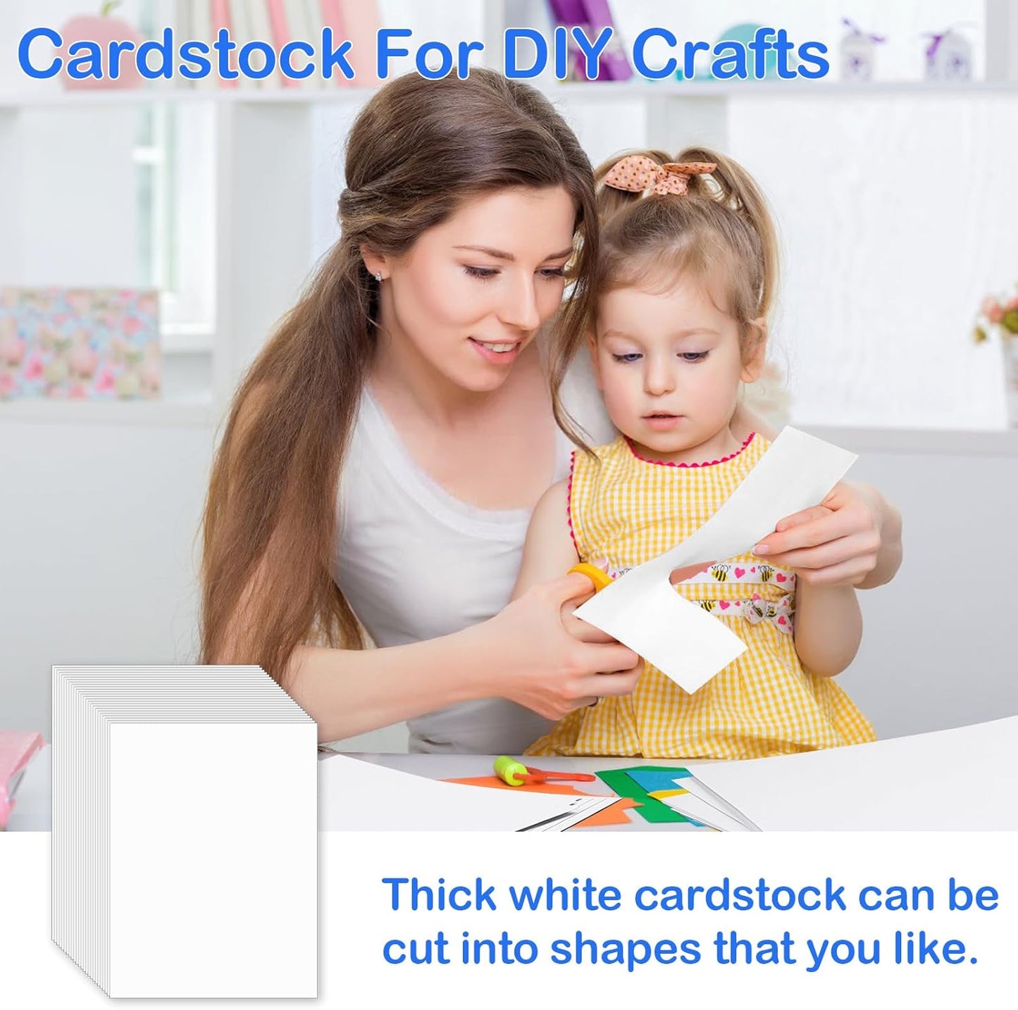 White Cardstock，40 Sheets Heavy Cardstock, 8.5" x 11" Thick Printable Cardstock, 75 lb /200gsm Cardstock Paper for Invitations, Business Cards, Postcards, Crafts, Art, Wedding, DIY Cards