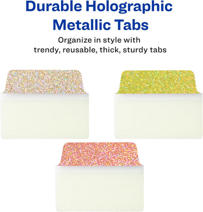Avery Multiuse Ultra Tabs, 2" x 1.5", 2-Side Writable, Assorted Pastel Dots, 24 Repositionable Tabs (74773)