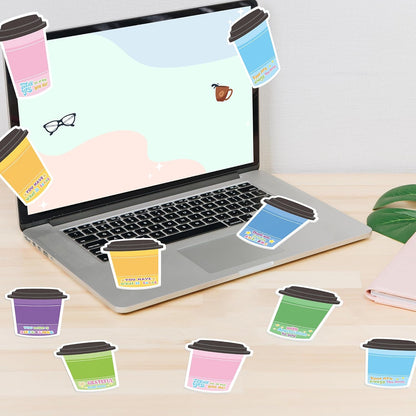 Xqumoi 30 Pack Teacher Sticky Notes - Funny Coffee Cup Self Sticky Notepads Writing Memo Pads for Teacher Appreciation Back to School Office Supplies Coffee Lover Gift Party Favors Goodies Bag Fillers