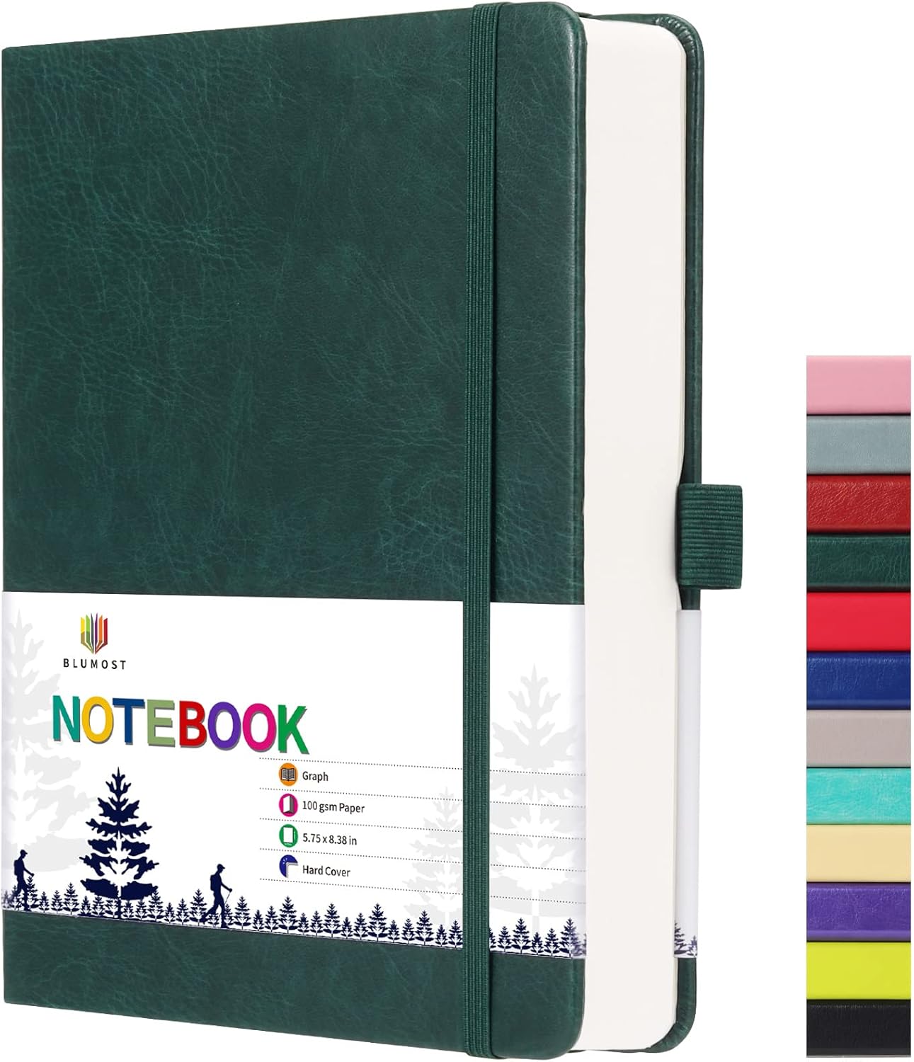 Graph Paper Notebook with 280 Pages,A5 Grid Paper Notebook/Journal,100gsm Thick Graph Leather Journal for Math Science Students,5.75'' × 8.38''-Black